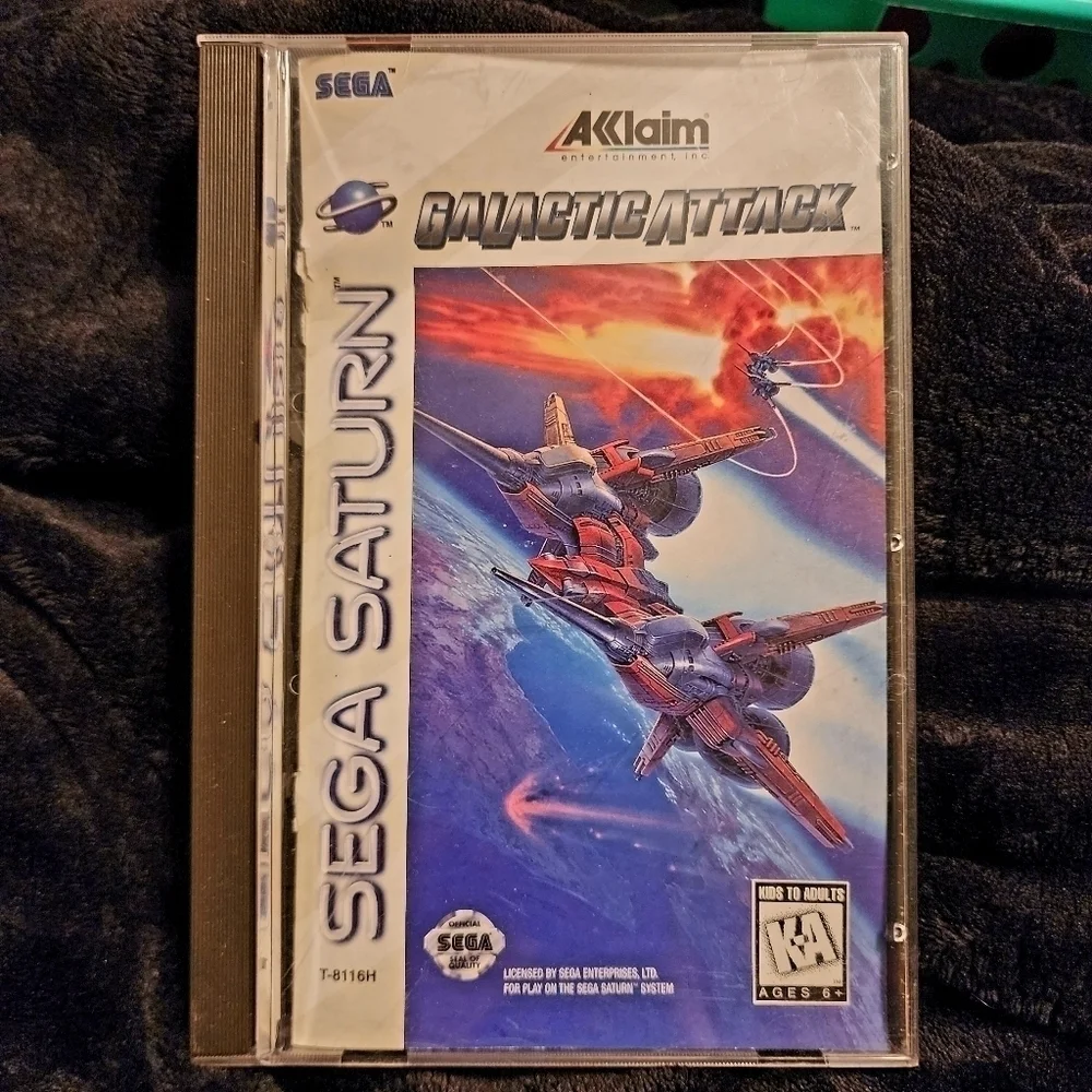 Vintage 1995 Sega Saturn Galactic Attack Video Game Complete w/ Book Space EUC